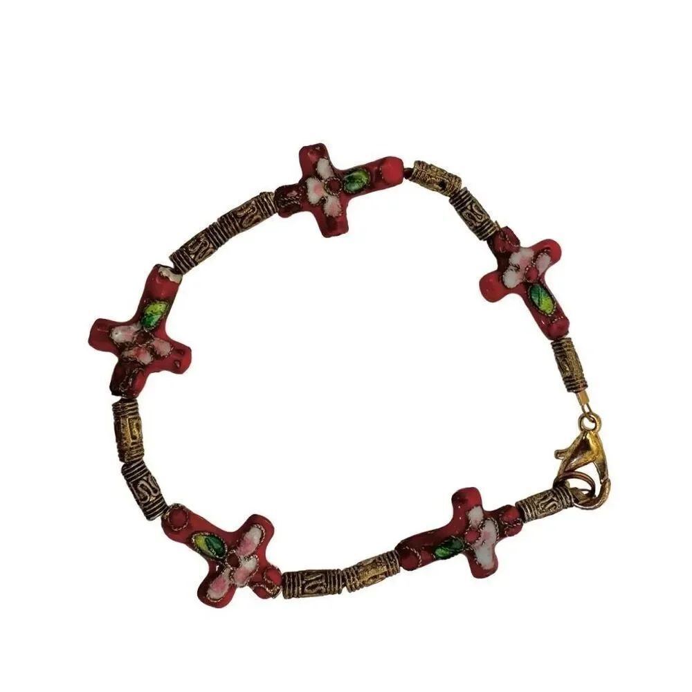 Cloisonné Red Cross bracelet